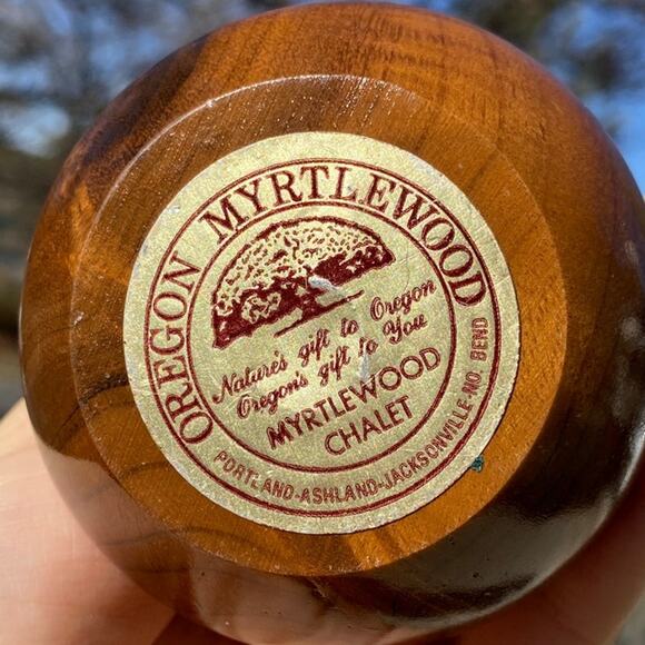 Vintage Hand Turned Wood Single Bud Vase Oregon Myrtlewood with Glass Insert GUC - Picture 3 of 10